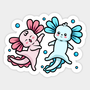 Axolotls Couple in love | Playful Kawaii Amphibians Sticker